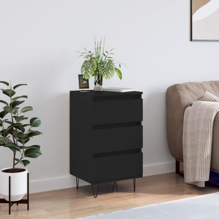 vidaXL Dressoir 40x35x70 cm bewerkt hout zwart, Huis en Inrichting, Kasten | Dressoirs, 25 tot 50 cm, Nieuw, Minder dan 50 cm