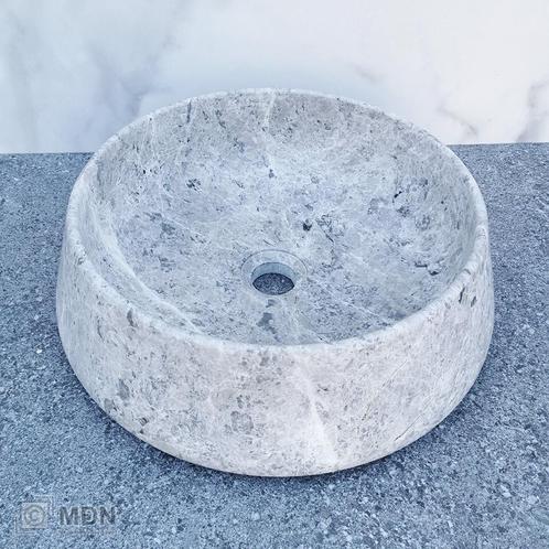 Ronde waskom marmer grijs Tundra Grey, Huis en Inrichting, Badkamer | Badkamermeubels, Nieuw, Verzenden