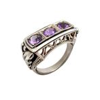 Zonder Minimumprijs - Ring Zilver - Amethist/Witte Topaas, Nieuw