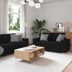 vidaXL 2-delige bankset met kussens, zwarte stof, Huis en Inrichting, Banken | Bankstellen, Verzenden, Nieuw, Vierpersoons of meer