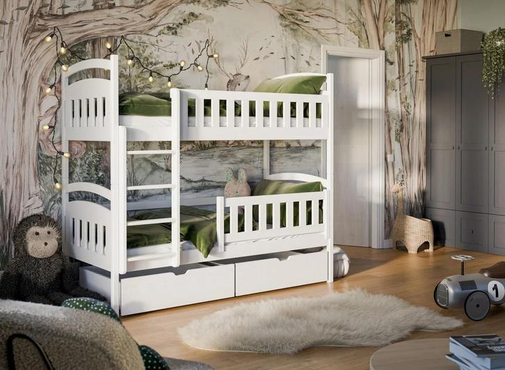 Stapelbed met Lade Ilias - 2-persoons - 90 x 200 - Wit, Kinderen en Baby's, Kinderkamer | Stapelbedden en Hoogslapers, Stapelbed