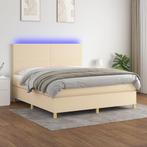 vidaXL Boxspring met matras en LED stof crèmekleurig 180x200, Huis en Inrichting, Eenpersoons, Verzenden, Nieuw, 80 cm