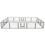 vidaXL Hondenren met 16 panelen 60x80 cm staal zwart, Dieren en Toebehoren, Honden-accessoires, Verzenden, Nieuw
