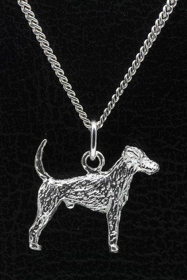 Zilveren Duitse jachtterrier met staart ketting hanger - ..., Sieraden, Tassen en Uiterlijk, Kettinghangers, Verzenden