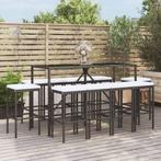 vidaXL 11-delige Tuinbarset met kussens poly rattan zwart, Verzenden, Nieuw, Rotan, Meer dan 8 zitplaatsen