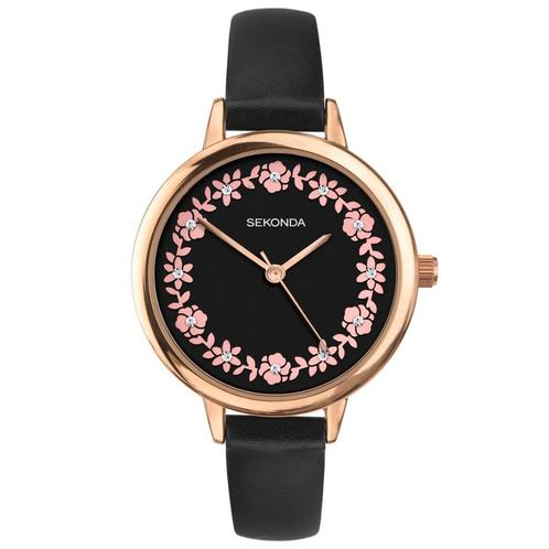 Seconda horloge voor dames met bloemen en een leder armband, Sieraden, Tassen en Uiterlijk, Horloges | Heren