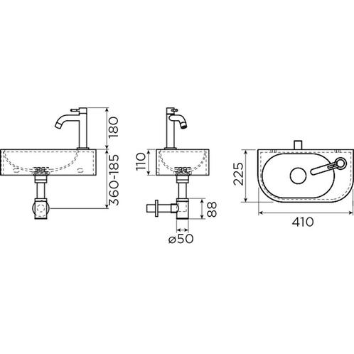 Fonteinset Clou InBe Set 7 Incl. Mat Zwarte Toebehoren 11x41, Doe-het-zelf en Verbouw, Sanitair, Ophalen of Verzenden
