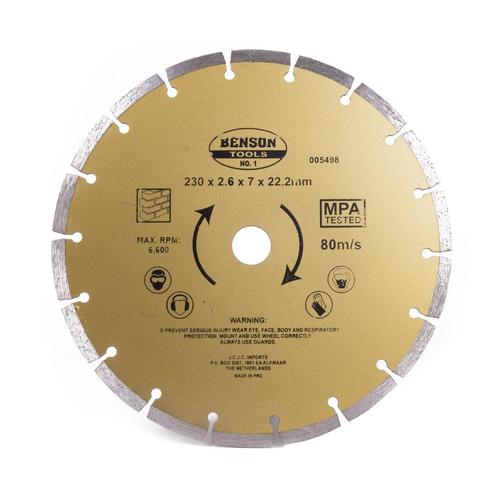 Benson Universele diamantschijf - getand - 230 mm - lange..., Doe-het-zelf en Verbouw, Gereedschap | Slijpmachines, Nieuw, Ophalen of Verzenden