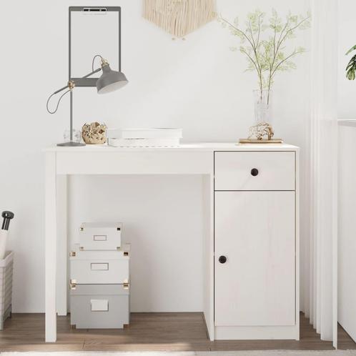 vidaXL Bureau 100x50x75 cm massief grenenhout wit, Huis en Inrichting, Bureaus, Nieuw, Verzenden