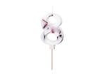 Birthday Candle Number 8, White with Flower Petals, 8 cm, Verzenden, Nieuw