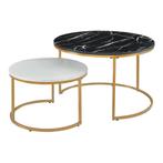 Salontafel Christchurch rond set van 2 marmer zwart wit en g, Huis en Inrichting, Tafels | Salontafels, Verzenden, Nieuw