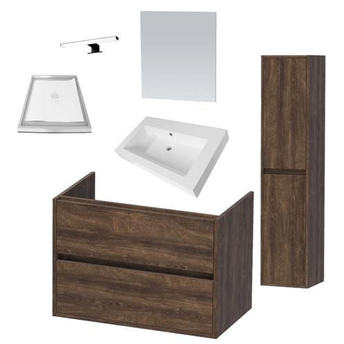 Badkamermeubelset NEXXT 80cm Burned Bark, Doe-het-zelf en Verbouw, Sanitair, Bad, Nieuw, Ophalen of Verzenden