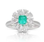 Ring Witgoud Smaragd - Diamant
