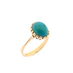 18 Krt. gouden ring gezet met turquoise (turqoise, geelgoud), Gebruikt, Overige kleuren, Ophalen of Verzenden, Met edelsteen