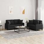 vidaXL 2-delige Loungeset met kussens kunstleer zwart, Huis en Inrichting, Banken | Bankstellen, Verzenden, 150 tot 200 cm, Nieuw