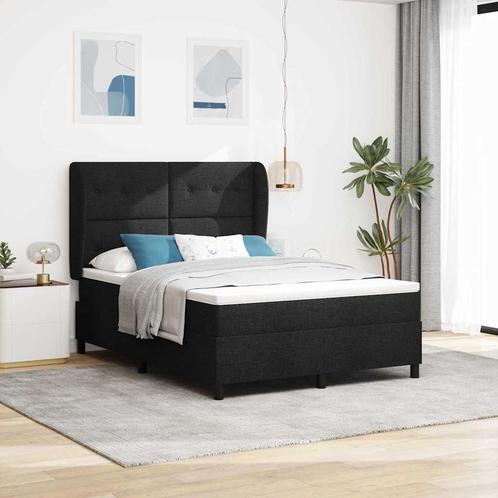 vidaXL Boxspring bed met matras met hoofdeinde Zwart 140 x, Huis en Inrichting, Slaapkamer | Bedden, Zwart, Nieuw, Stof, Verzenden