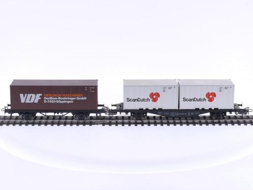 Schaal H0 Märklin 4455 & 4770 set van 2 containerwagons v.., Hobby en Vrije tijd, Modeltreinen | H0, Wisselstroom, Analoog, Gebruikt