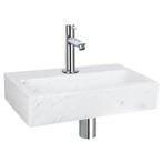Fonteinset Differnz Flat Marmer 38x24x8 cm Wit Met Rechte, Huis en Inrichting, Badkamer | Badkamermeubels, Ophalen of Verzenden
