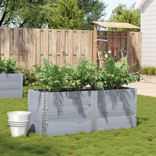 vidaXL Plantenbak 150x50 cm massief grenenhout grijs, Tuin en Terras, Bloembakken en Plantenbakken, Nieuw, Hout, Verzenden