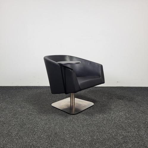 Zwart Leren Draai Fauteuil, Huis en Inrichting, Stoelen, Zwart, Gebruikt, Ophalen of Verzenden