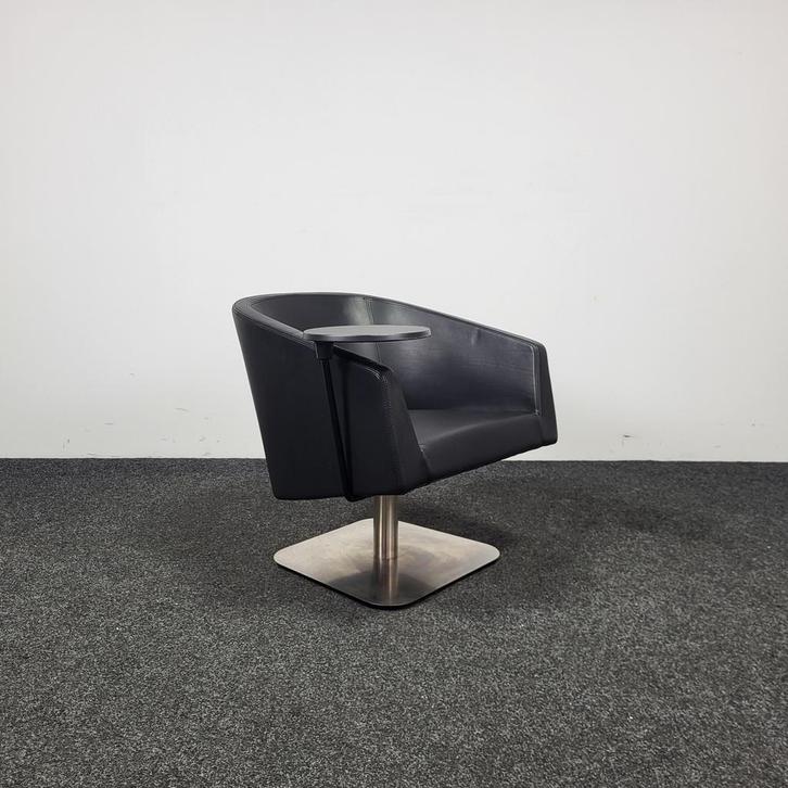 Zwart Leren Fauteuil - Draaibaar, Huis en Inrichting, Stoelen, Zwart, Gebruikt, Ophalen of Verzenden