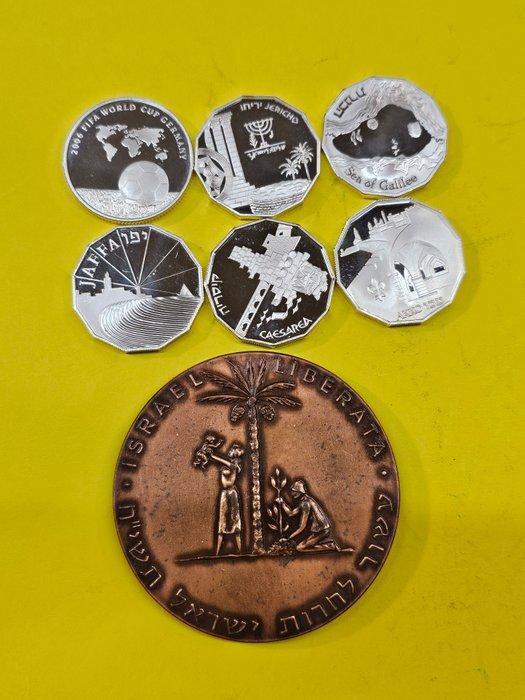 Israël. 6 x Proof (zilver) + Penning 1986-2004 (Zonder, Postzegels en Munten, Munten | Azië