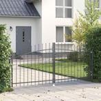 vidaXL Tuinpoort met slot Grijs 100 x 300 cm Staal, Verzenden, Nieuw
