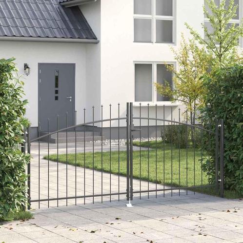 vidaXL Tuinpoort met slot Grijs 100 x 300 cm Staal, Tuin en Terras, Tuinpoorten, Nieuw, Verzenden