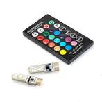 RGB T10 LED - 6SMD - Met afstandsbediening - 12V - 2 stuks, Ophalen of Verzenden