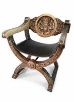 Textiel - 80 cm - 57 cm - Neo-gotisch Curule Chair