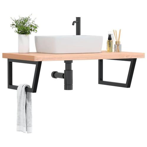 vidaXL Badkamer wandschap staal en massief beukenhout, Huis en Inrichting, Tafels | Kaptafels, Nieuw, Verzenden