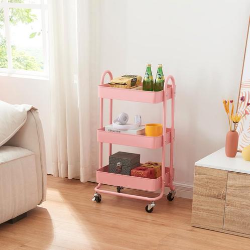 Keukentrolley Pyhäntä met 3 manden 78,5x46x35 cm roze [en.ca, Huis en Inrichting, Keuken | Keukenbenodigdheden, Nieuw, Verzenden