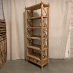 Boekenkast - Massief teak - 5 planken en 2 lades - TTM Wonen, Teakhout, Nieuw, Landelijk, Met lade(s)