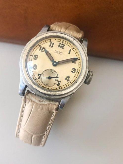 E. Moser - Lucerne Military watch vintage tropical patina, Sieraden, Tassen en Uiterlijk, Horloges | Heren