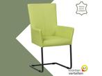Leren eetkamerstoel Dare met armleuning - Hermes Lime, Huis en Inrichting, Stoelen, Overige kleuren, Nieuw, Ophalen of Verzenden