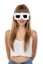 Vierkant Bont Zonnebril Wit Montuur Kunststof Zwarte Glazen, Ophalen of Verzenden, Nieuw, Feestartikel, Carnaval