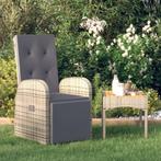 vidaXL Tuinstoel verstelbaar met kussen poly rattan grijs, Tuin en Terras, Tuinstoelen, Verzenden, Nieuw, Rotan