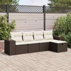 vidaXL 5-delige Loungeset met kussens poly rattan bruin, Tuin en Terras, Tuinsets en Loungesets, 5 zitplaatsen, Nieuw, Loungeset