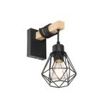 Landelijke wandlamp zwart met hout - Chon, Huis en Inrichting, Lampen | Wandlampen, Nieuw, Overige stijlen
