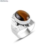 Zilveren bruine tijgeroog ring handgemaakt, Sieraden, Tassen en Uiterlijk, Ringen, Verzenden, Nieuw, Zilver