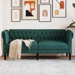 vidaXL Tweezitsbank Chesterfield-stijl stof donkergroen, Verzenden, Nieuw, Tweepersoons, Stof