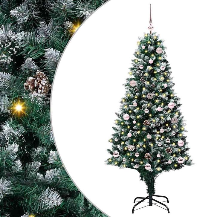 vidaXL Kunstkerstboom Groen 150 cm PVC en Staal en Kunststof, Diversen, Kerst, Nieuw, Verzenden