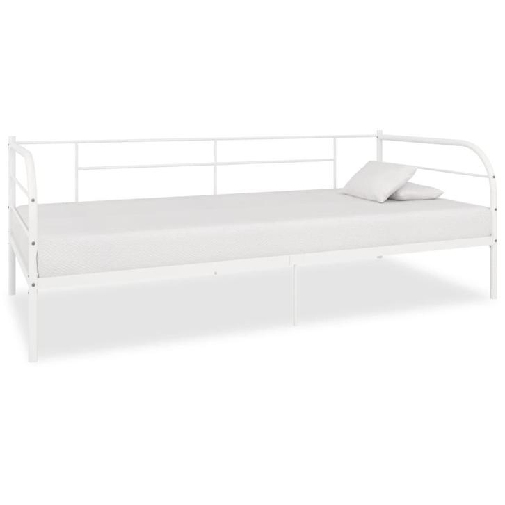 vidaXL Bedbank metaal wit 90x200 cm, Huis en Inrichting, Slaapkamer | Bedden, 90 cm, 200 cm, Wit, Eenpersoons, Nieuw, Metaal, Verzenden