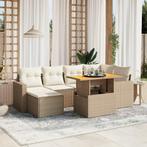 vidaXL 11-delige Tuinset met kussens poly rattan beige, Verzenden, Nieuw, Rotan, Tuinset