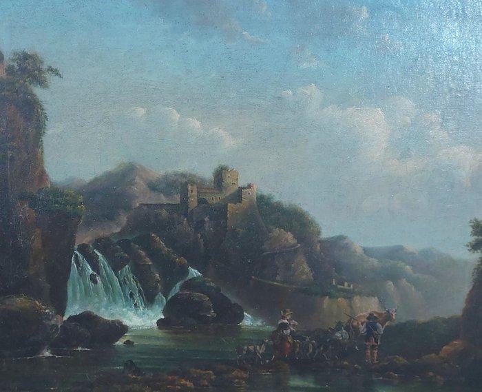 Ecole Française du XIXe Siècle - Vue animée du chateau, Antiek en Kunst, Kunst | Schilderijen | Klassiek