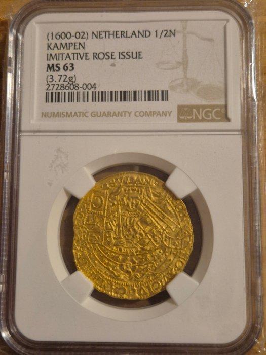 Nederland, Kampen 1/2 Rozenobel 1600-1602, Postzegels en Munten, Munten | Nederland