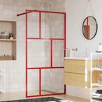 vidaXL Inloopdouchewand transparant 100x195 cm ESG-glas rood, Doe-het-zelf en Verbouw, Verzenden, Nieuw