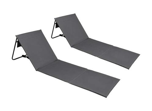 Lig-/Strandmatten Grijs - strandmat met rugsteun - 2 stuks, Hobby en Vrije tijd, Overige Hobby en Vrije tijd, Nieuw, Verzenden