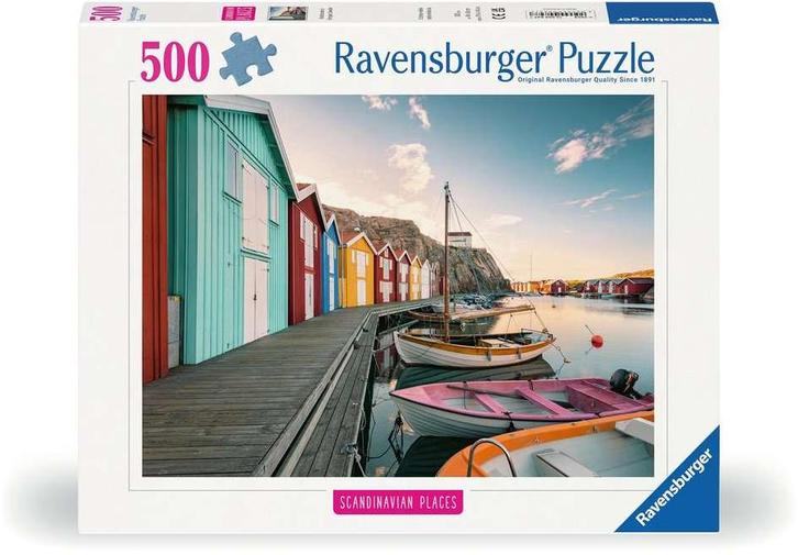 Boothuizen in Smögen, Zweden puzzel (500 stukjes) |, Hobby en Vrije tijd, Denksport en Puzzels, Nieuw, Verzenden