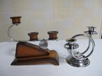 Demeyere - Kandelaar Art Deco kandelaars chroom en hout 1950